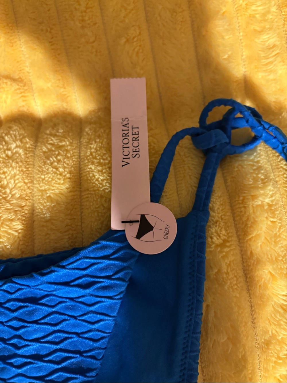Victoria's Secret Blue Textured Bikini Top - Cheeky